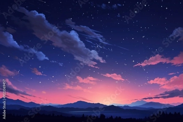 Fototapeta Midnight sky landscape outdoors nature.