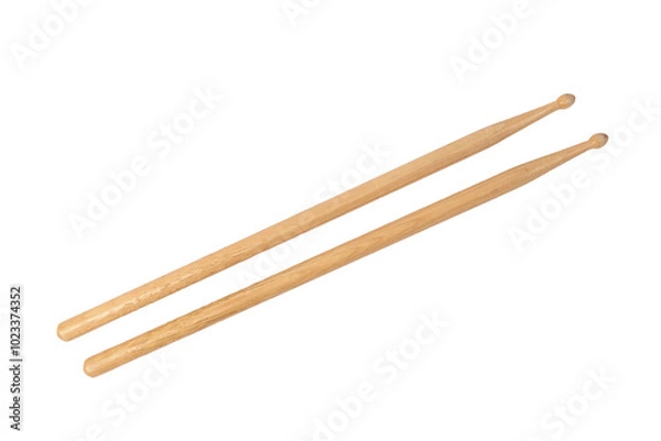 Fototapeta Wooden drum sticks isolated cut out no background