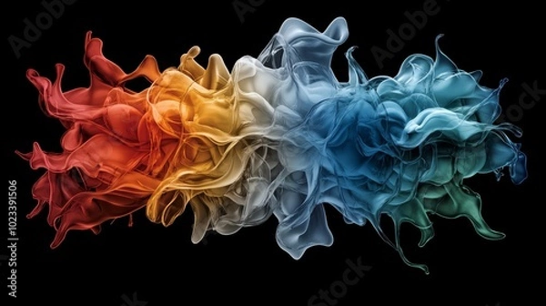 Fototapeta Abstract Colorful Liquid Splashes and Swirls on Black Background