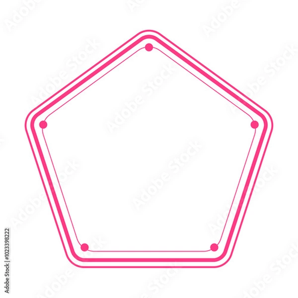 Obraz pink pentagon frame and dot on corner