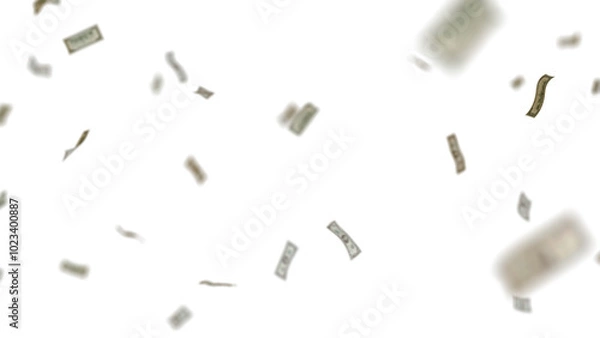 Obraz Many USA 100 dollars bill falling from the sky