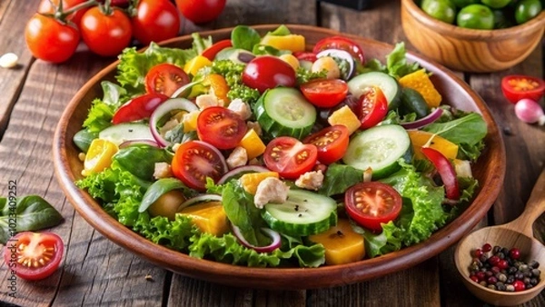 Obraz salad with tomatoes and cucumbers