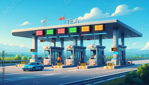 Fototapeta Toll Stations with Enhanced Security Features