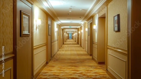 Fototapeta Empty Hotel Corridor Interior