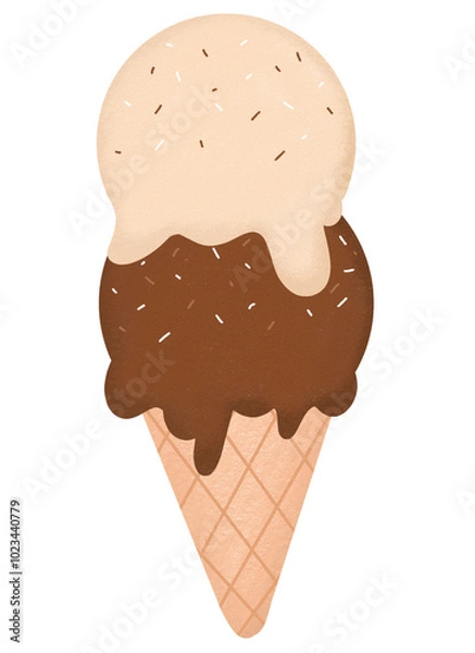 Fototapeta ice cream cone chocolate and vanilla 