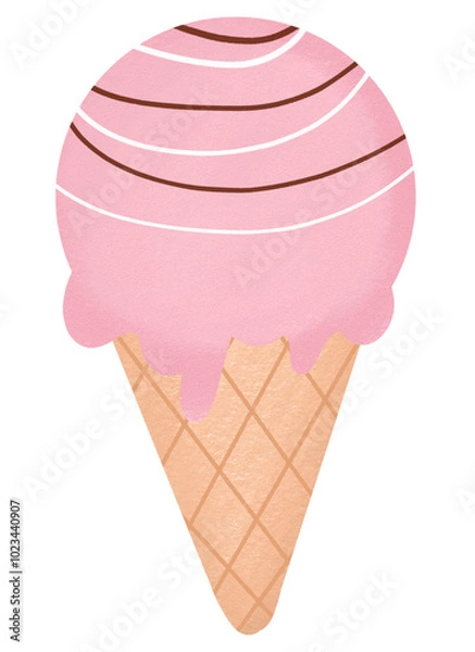 Fototapeta ice cream cone with strawberry