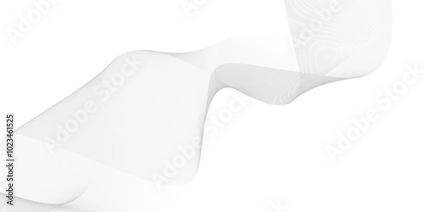 Obraz Dynamic sound wave isolated on white background. Abstract dynamic music wave. Technology background. Vector sound wave with gray lines.