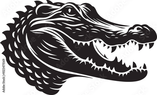 Obraz Alligator head silhouette black vector artwork design
