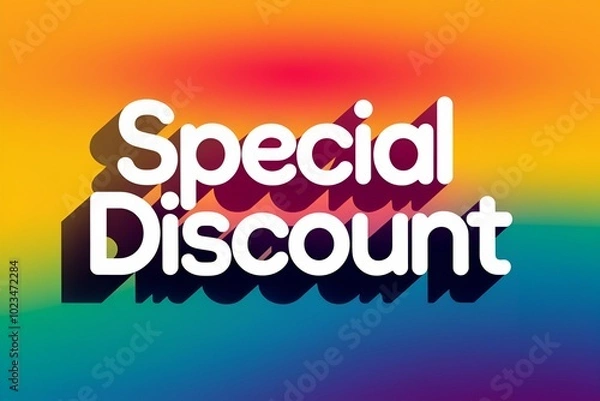 Fototapeta A colorful background with the words "Special Discount" in white. The background is a rainbow, which gives the image a fun and cheerful mood