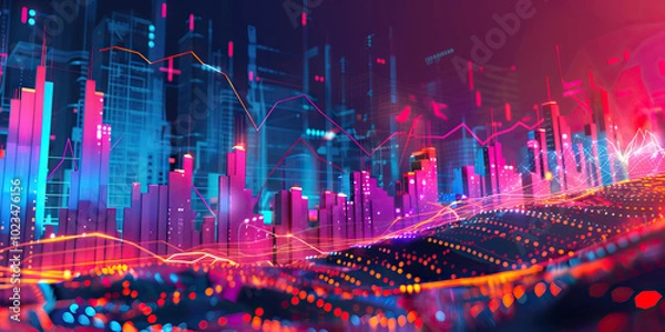 Fototapeta Market Trends Graph Abstract Backdrop for Investment Presentation