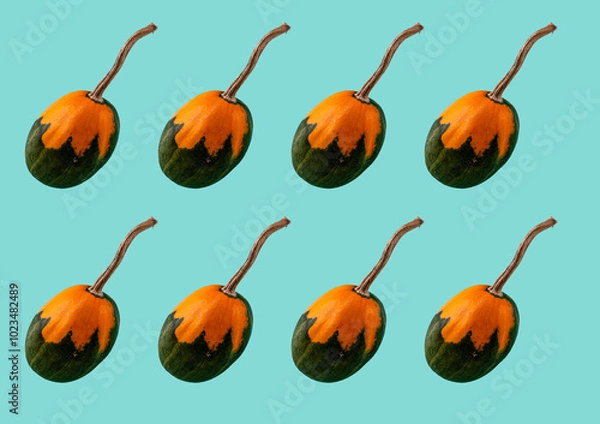 Fototapeta Decorative pumpkin isolated on color background.