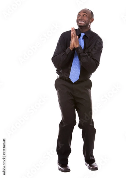 Obraz scared black businessman