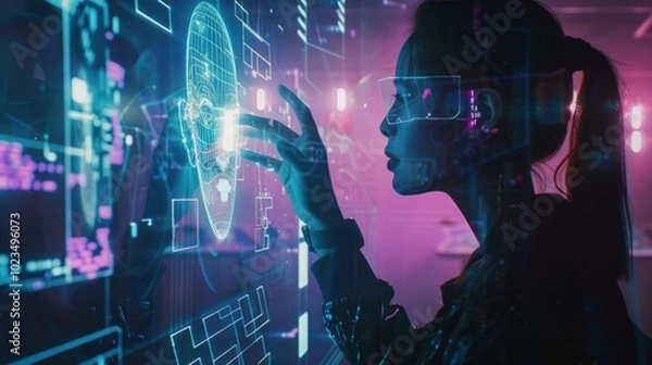 Fototapeta Futuristic Interaction with Digital Interface