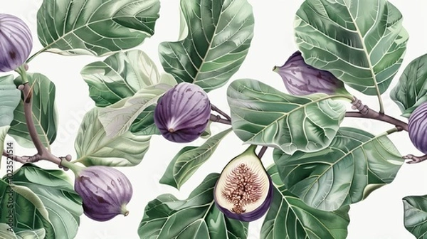 Fototapeta Enchanting Fig Tree Illustration Vibrant Botanical Sketches for Educational Use