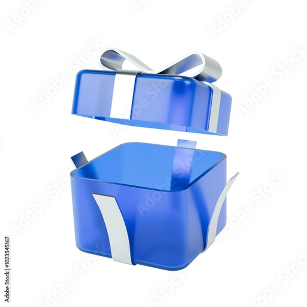 Obraz 3d icon blue gift box with ribbon
