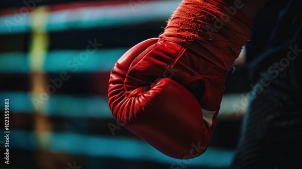 Fototapeta Red Boxing Glove Ready for Action