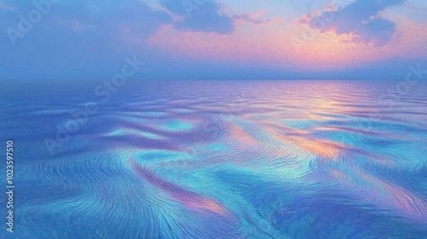 Fototapeta A serene ocean scene at dusk, reflecting soft colors and gentle waves.