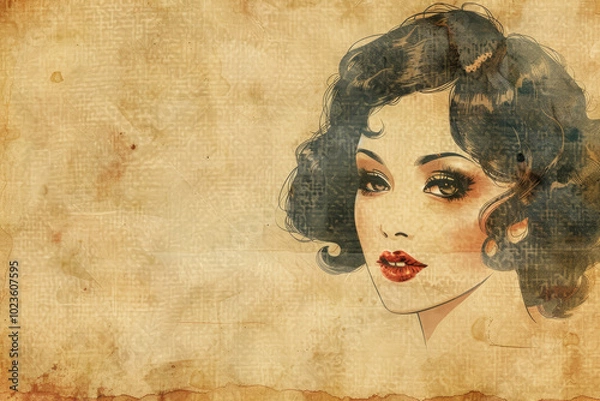 Fototapeta A woman with red lips and a short bob hairstyle
