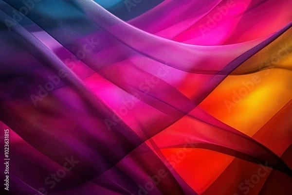 Fototapeta Abstract Composition of Layered Sheer Fabric in Vibrant Hues