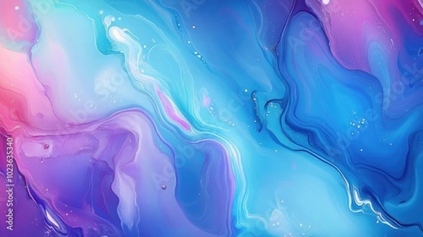 Fototapeta Colorful abstract 2D cartoon background featuring enchanting fantasy ink patterns Fluid art with marble like designs and vibrant color combinations for creative projects