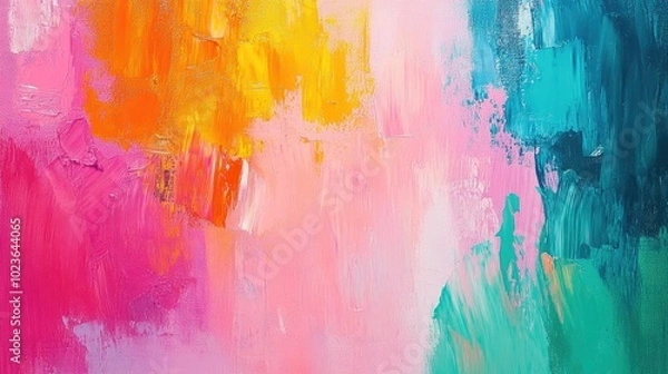 Fototapeta Abstract oil painting featuring a colorful background Impressionist inspired abstraction with modern surrealist elements Suitable for wall decor as a poster Hand drawn textured design