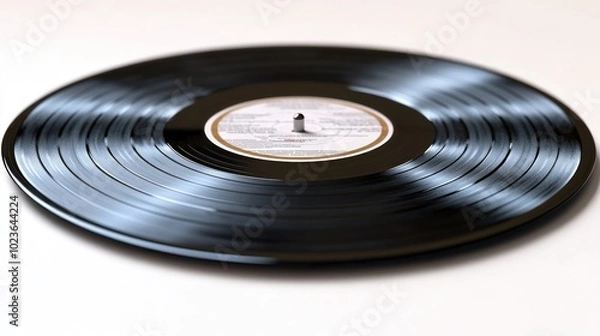 Obraz An elegant vinyl record rests on a turntable, inviting moments of musical nostalgia