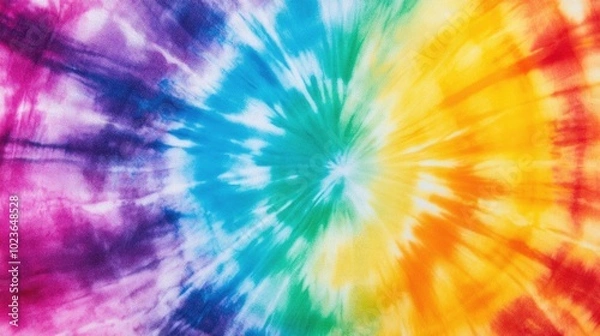 Fototapeta A vibrant tie dye background featuring a spectrum of rainbow colors