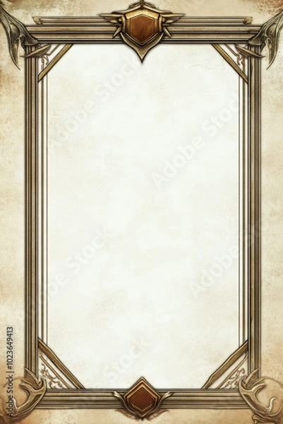 Fototapeta White background with a border for a trading card game. Book frame