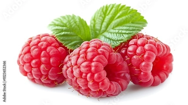 Fototapeta raspberries on a white background, Generative AI
