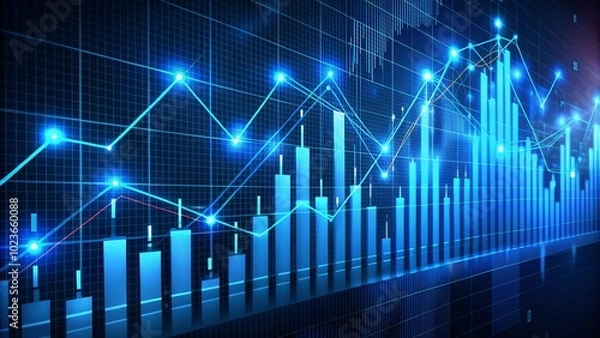 Fototapeta Trading data blue graph, theme of business and success of trading. 