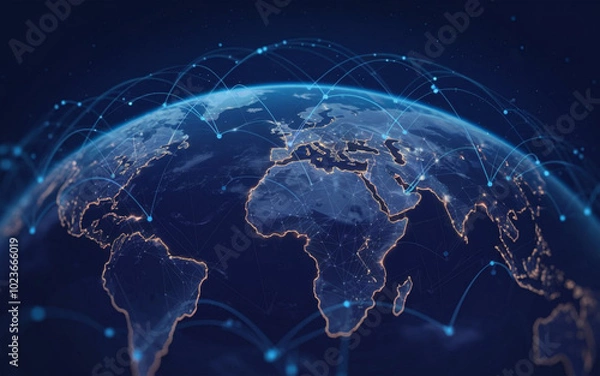 Fototapeta The Future of a Hyper-Connected World: Global Digital Connectivity.