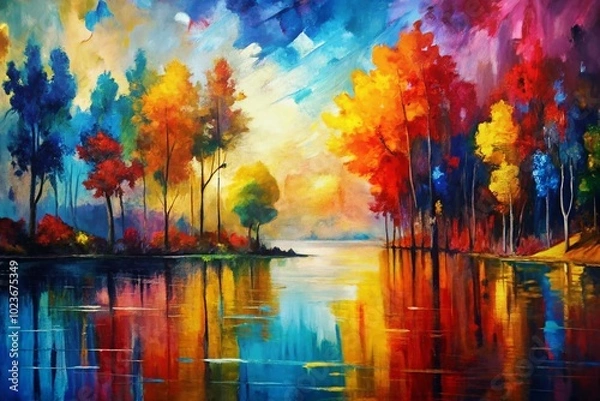 Fototapeta Chromatic Abstraction: Expressionistic, Impressionistic, Bold, Emotive, Primary