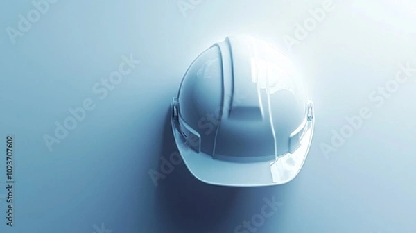 Fototapeta Minimalist Bright White Safety Helmet on a Plain Background for Construction and Industrial Safety Concepts