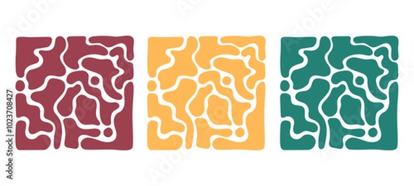 Fototapeta Minimalist abstract art designs set. Bold organic shapes. Fluid decorative pattern. Vector illustration
