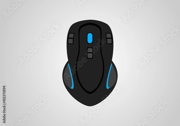 Obraz Gaming mouse black and blue, flat design