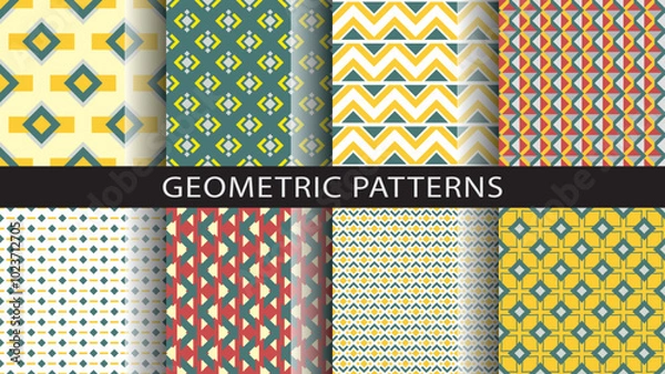 Fototapeta A set of seamless geometric patterns