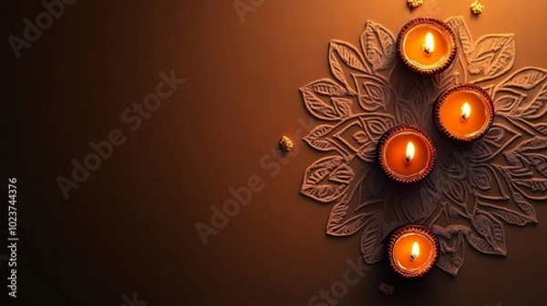 Fototapeta Diwali background with a simple, clean design of rangoli and minimal festive decorations.