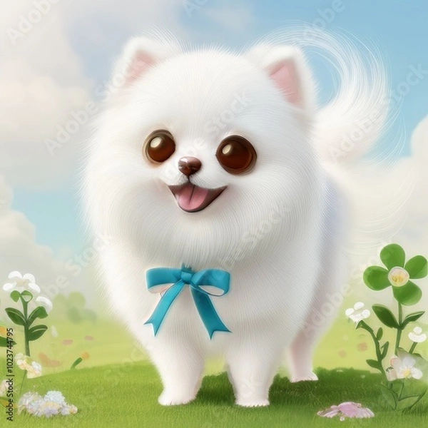 Obraz white fluffy dog