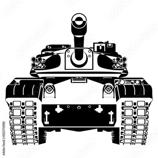 Fototapeta Main battle tank front view. Abstract. Coloring Page. Ukraine army. War conflict. Realistic Military vehicle.