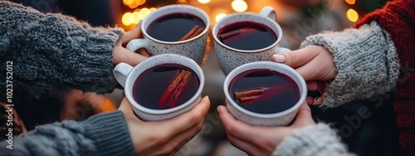 Obraz mulled wine in hands. Generated by ai.