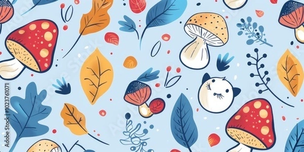 Obraz Charming hand-drawn cartoon pattern background.