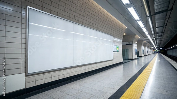 Fototapeta Empty Subway Station Billboard Mockup for Advertising Design