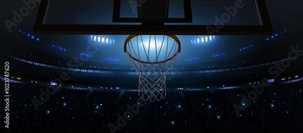 Obraz Basketball arena. The imaginary basketball arena is modelled and rendered.