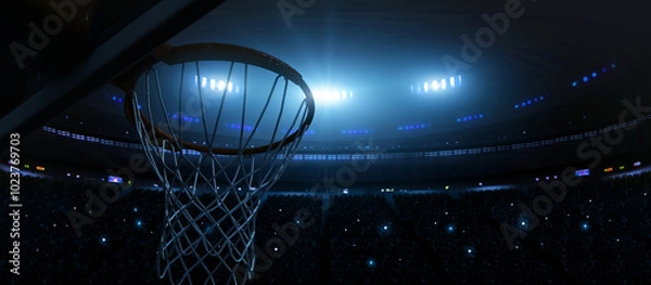 Obraz Basketball arena. The imaginary basketball arena is modelled and rendered.