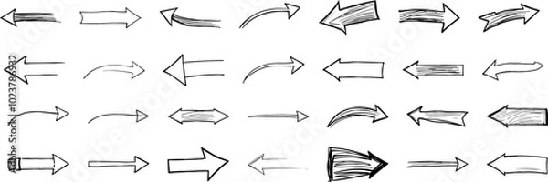 Obraz A collection of hand-drawn arrows pointing in various directions.
