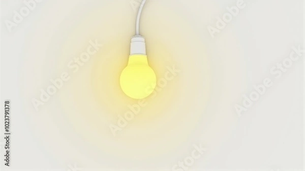 Obraz Minimalist Glowing Light Bulb Hanging from Ceiling