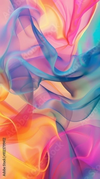 Fototapeta A colorful, flowing piece of fabric with a rainbow of colors