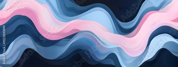 Fototapeta A flat surface covered with wavy lines in shades of blue, pink and dark gray.