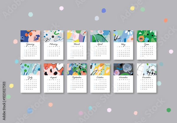 Fototapeta Calendar 2025 With Floral Elements Layout