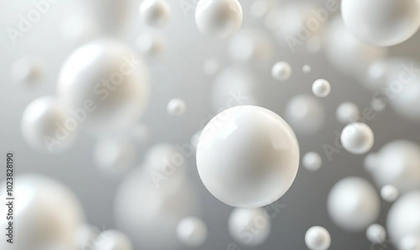 Fototapeta A blurry image of white circles with a gray background